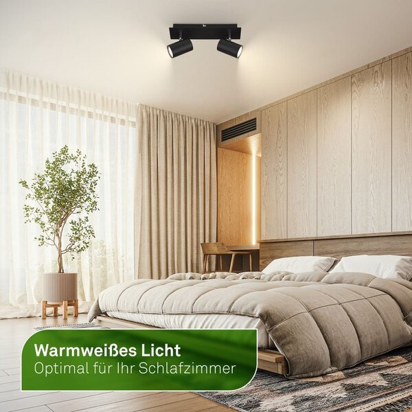 BRILO 2840025 Isil A LED stropní bodové svítidlo, třída A, 2-ramenné, 50.000h, nastavitelné, černá - BRILO