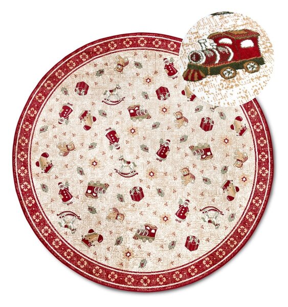 Červený kulatý koberec s vánočním motivem s příměsí bavlny ø 160 cm Toy's Delight Red Christmas – Villeroy&Boch
