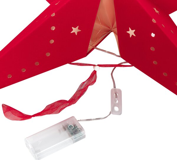 Sada 2 závěsných dekorací LED MOTTI 60 cm Hvězda Červená