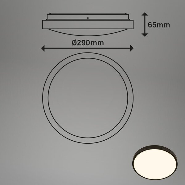 BRILO 3829015 Chet LED stropní svítidlo IP54, 3m dosah čidla, pohybové čidlo, černá - BRILO