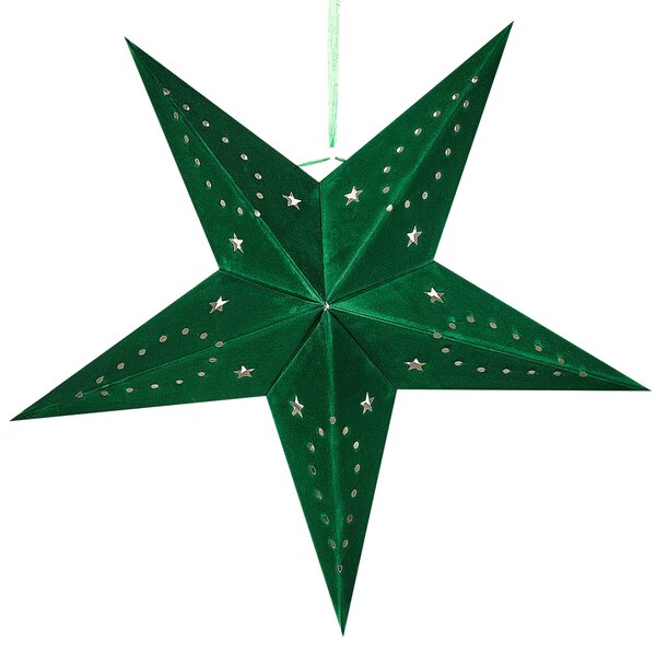 Sada 2 závěsných dekorací LED MOTTI 45 cm Hvězda Smaragdová