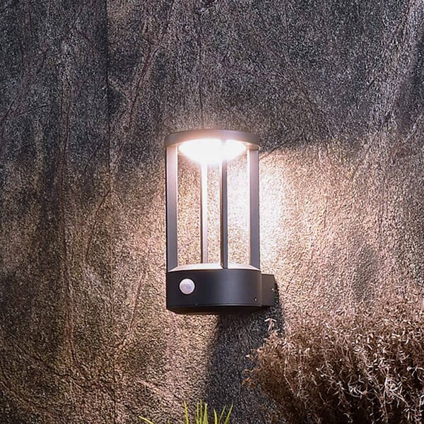 Senzorové venkovní nástěnné svítidlo Albaldah, LED, tmavě šedé