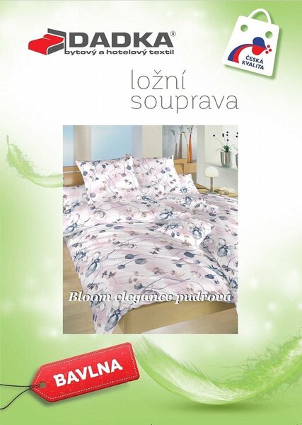 Bavlněné povlečení Bloom elegance pudrové 140x200, 70x90 cm