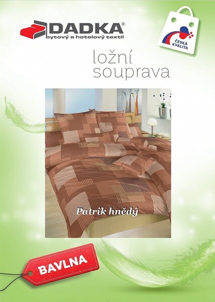 Bavlněné povlečení Patrik hnědé 140x200, 70x90 cm