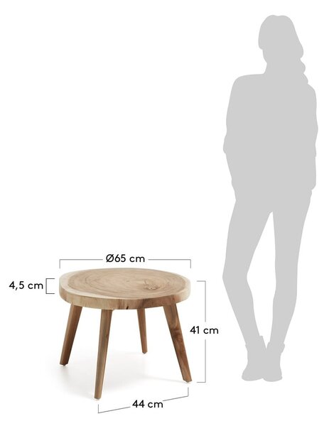 Kulatý odkládací stolek z masivu munggur ø 65 cm Wellcres – Kave Home