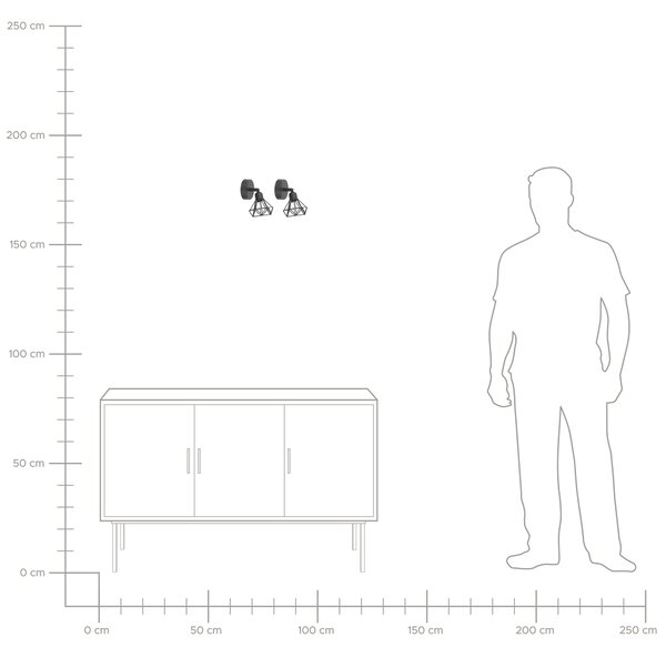 Sada 2 bodových lamp ERMA Nastavitelná Kov Černá