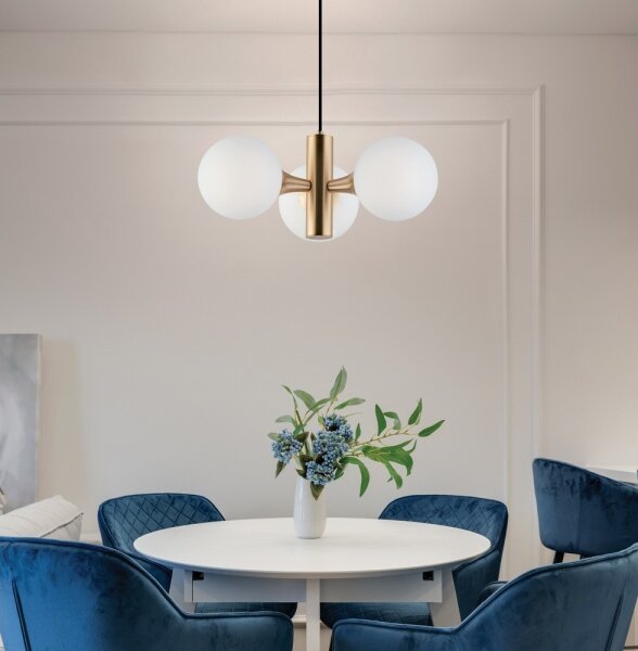 Lustr na lanku GLOBE 3xE14/7W/230V zlatá