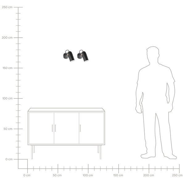 Sada 2 bodových lamp TYRIA Nastavitelná Kov Černá