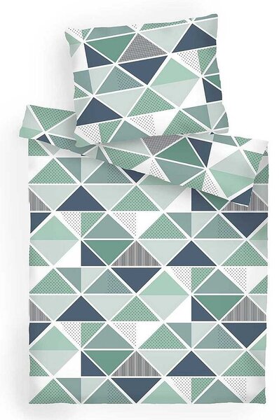 Bavlněné povlečení Pyramidy mentolové 140x200, 70x90 cm