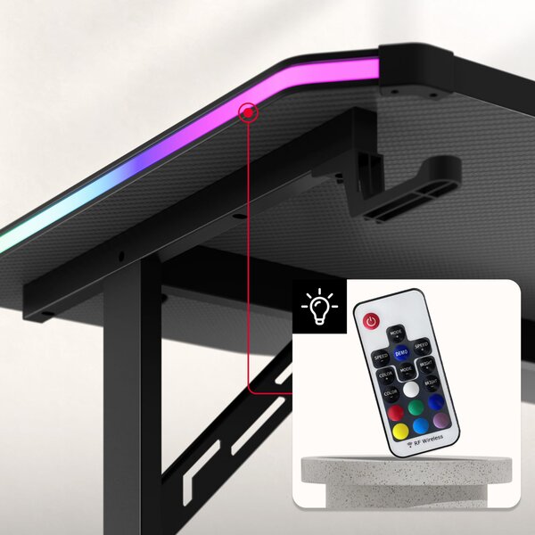Herní stůl LED Huzaro Hero 4.6 RGB černý 160 cm