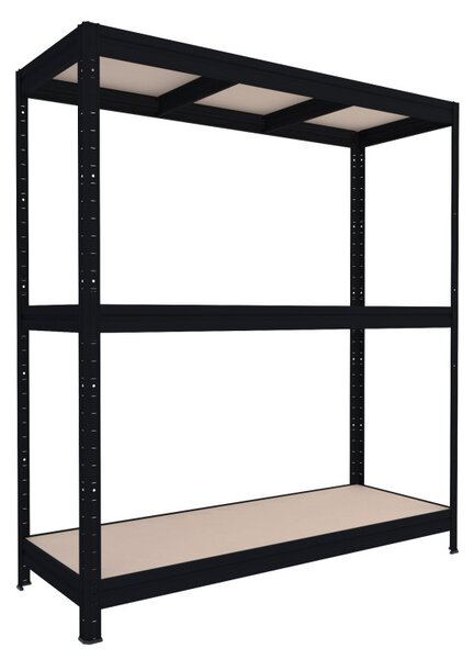 Velký policový regál Biedrax 60 x 160 x 180 cm, černý, 3 police MDF, nosnost 400 kg na polici