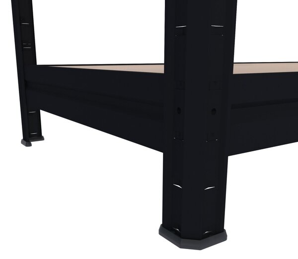 Velký policový regál Biedrax 60 x 160 x 180 cm, černý, 2 police MDF, nosnost 400 kg na polici
