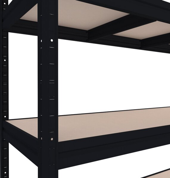 Velký policový regál Biedrax 60 x 160 x 180 cm, černý, 2 police MDF, nosnost 400 kg na polici