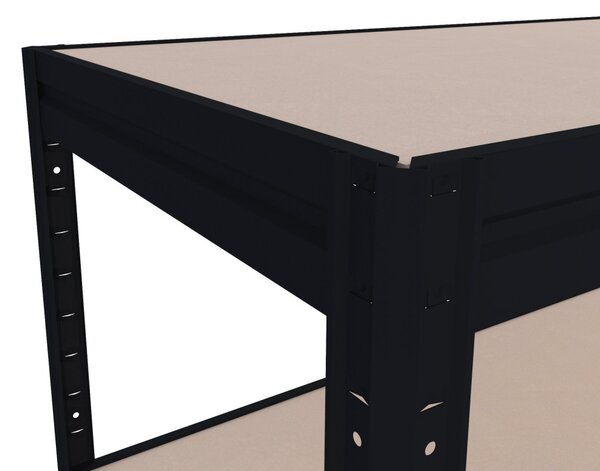 Velký policový regál Biedrax 60 x 160 x 180 cm, černý, 2 police MDF, nosnost 400 kg na polici