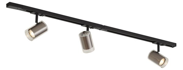 Moderní kolejnicový systém černý se 3 bodovými světly Gunmetal 1-fázový - Iconic Lloyd