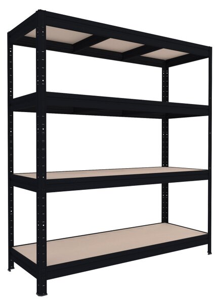 Velký policový regál Biedrax 60 x 160 x 180 cm, černý, 4 police MDF, nosnost 400 kg na polici