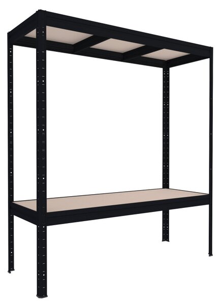 Velký policový regál Biedrax 60 x 160 x 180 cm, černý, 2 police MDF, nosnost 400 kg na polici