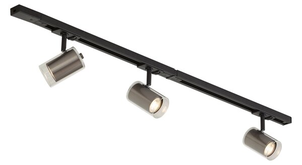 Moderní kolejnicový systém černý se 3 bodovými světly Gunmetal 1-fázový - Iconic Lloyd