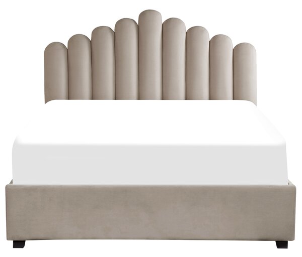 Postel s úložným prostorem Umělý samet VINCENNES 160 x 200 cm Taupe