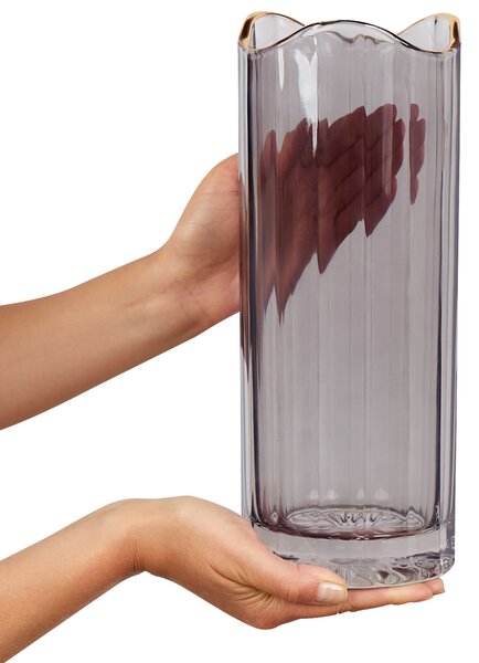 Váza na květiny PERDIKI Sklo 30 cm Šedá