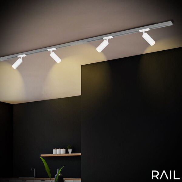 BRILO 8007016 LED spot 5,5W lištový systém 230V vysokonapěťový, stmívatelné, teplá bílá, 4x10 cm, bílý - BRILO