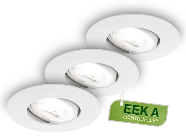 BRILO 7989036 3ks sada LED vestavné bodové svítidlo EEK A 90mm, nastavitelné, ploché, 2W, 4000K, bílé - BRILO
