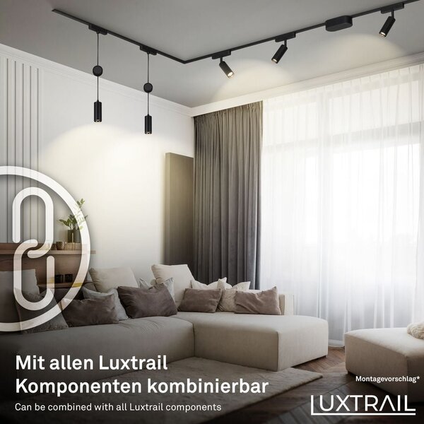BRILO 8031015 LUXTRAIL lištový systém 48V, LED spot, 5W, 450lm, nastavitelné, černá - BRILO