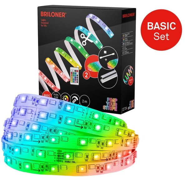 BRI 2153192 Pimp Your Stripe startovací sada LED pásek 2m, RGB+W, dálkový ovladač - BRILONER