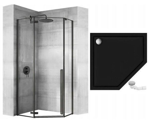 Rea Diamond, sprchový kout 90x90x200 cm + černá sprchová vanička, KPL-15622