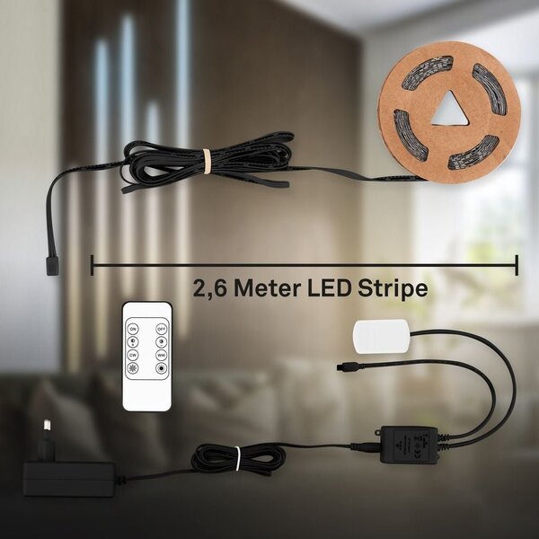 BRI 8020294 Startovací sada CCT LED pásek pro nástěnné panely – 260cm, dálkový ovladač, vč. rozbočovače - BRILONER