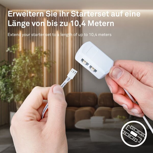 BRI 8018147 Startovací sada On/Off LED pásek pro nástěnné panely – 260cm, vypínač, vč. rozbočovače - BRILONER