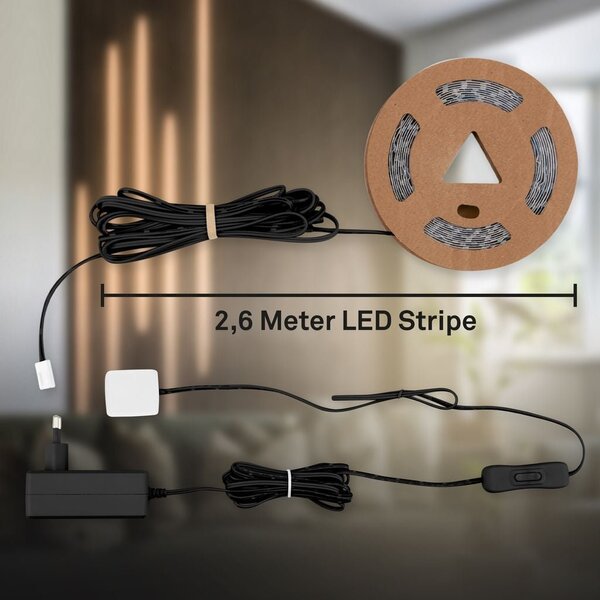 BRI 8018147 Startovací sada On/Off LED pásek pro nástěnné panely – 260cm, vypínač, vč. rozbočovače - BRILONER