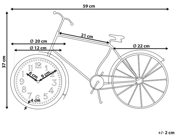 Hodiny LILLO 59 cm Kov Černá