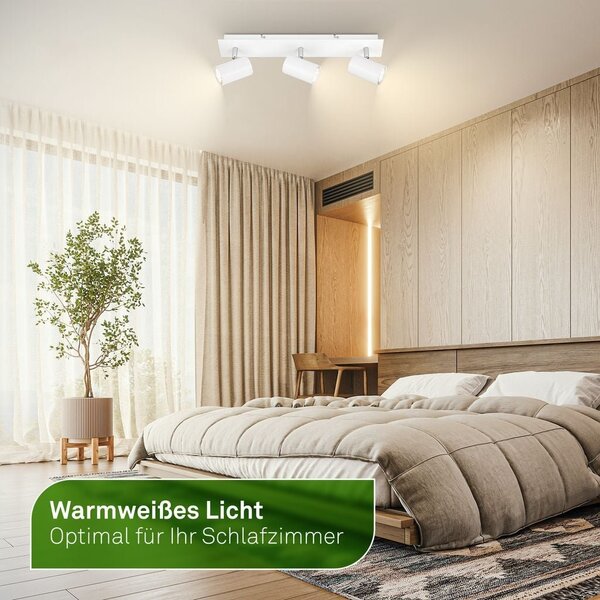 BRILO 2840036 Isil A LED stropní bodové svítidlo, energetická třída A, 3-ramenné, 50.000h životnost, nastavitelné, bílé - BRILO