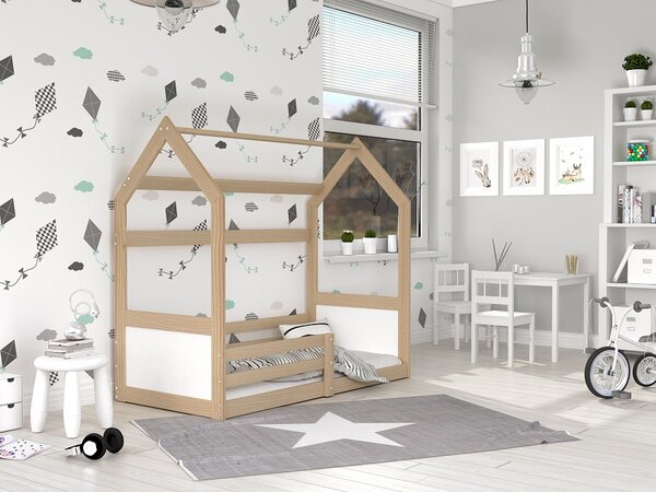 AJK Dětská domečková postel Miki - přírodní Velikost spací plochy: 160x80