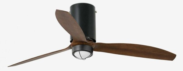 FARO MINI TUBE FAN M LED, černá/dřevo, stropní ventilátor s DC motorem