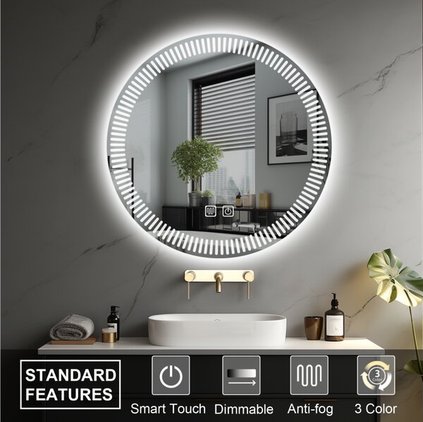Kulaté LED koupelnové zrcadlo Ø70 s odmlžováním, infinity