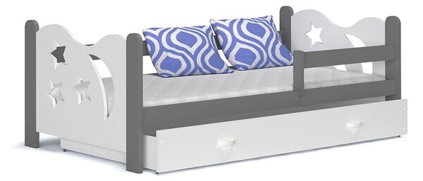 AJK Dětská postel Denis MDF Velikost spací plochy: 160x80, Barva dílů: bílá, Barva konstrukce: šedá