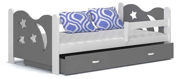 AJK Dětská postel Denis MDF Velikost spací plochy: 160x80, Barva dílů: bílá, Barva konstrukce: šedá