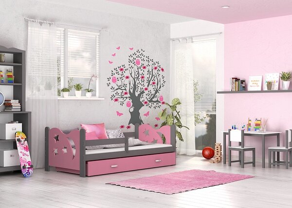 AJK Dětská postel Denis MDF Velikost spací plochy: 160x80, Barva dílů: bílá, Barva konstrukce: šedá