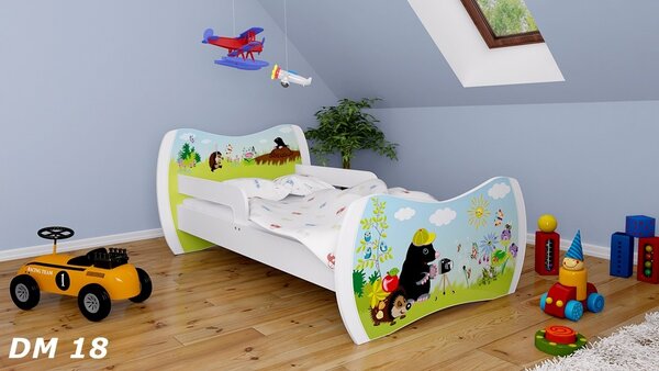 Happy Babies Dětská postel Dream - krtek Velikost spací plochy: 140x70, Barva: bílá, Šuplík: NE