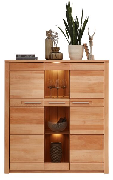 VYSOKÁ KOMODA, jádrový buk, jádrový buk, 127/137/40 cm Carryhome - Vysoké komody