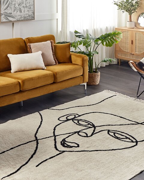 Koberec NURU Světle béžová 140 x 200 cm Bavlna
