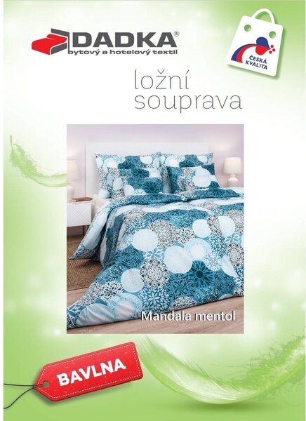 Bavlněné povlečení Mandala mentolové 140x200, 70x90 cm
