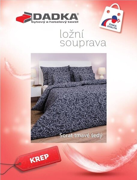 Krepové povlečení Sorat tmavě šedý 140x200, 70x90 cm