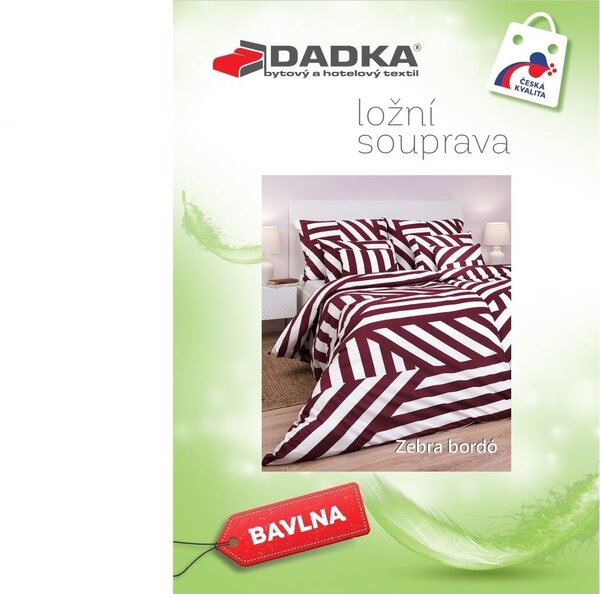 Povlečení bavlna Zebra bordó 140x200, 70x90 cm