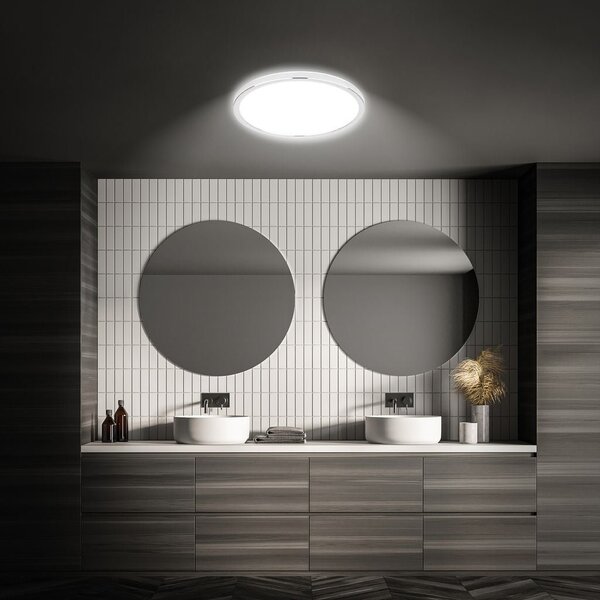 BRI 3872018 Pulap stropní svítidlo pr.29,3 cm - 18W, 2400lm, LED, přímé a nepřímé osvětlení, IP54, neutrální bílá, chrom - BRILONER