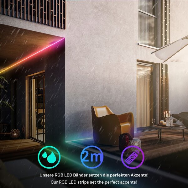 BRI 2166192 Pimp Your Stripe startovací sada LED pásek 2m, IP44 venkovní, RGB+W, dálkový ovladač - BRILONER