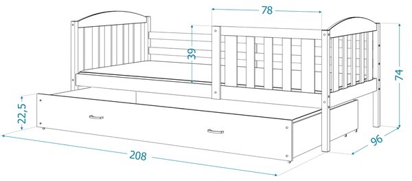 AJK Dětská postel Jakub P - bílá/růžová Velikost spací plochy: 160x80
