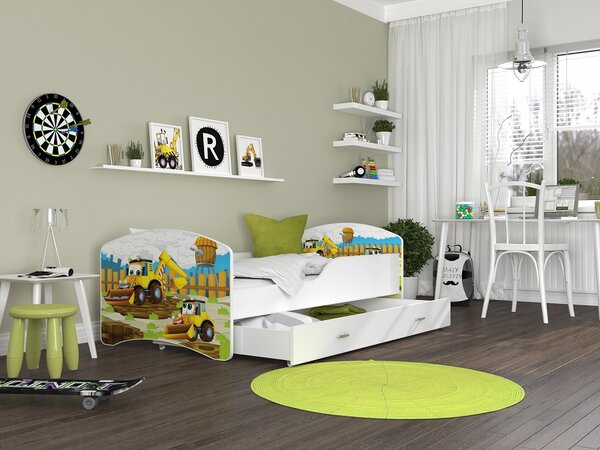 AJK Dětská postel Jan - bagry Velikost spací plochy: 180x80, Matrace: ne